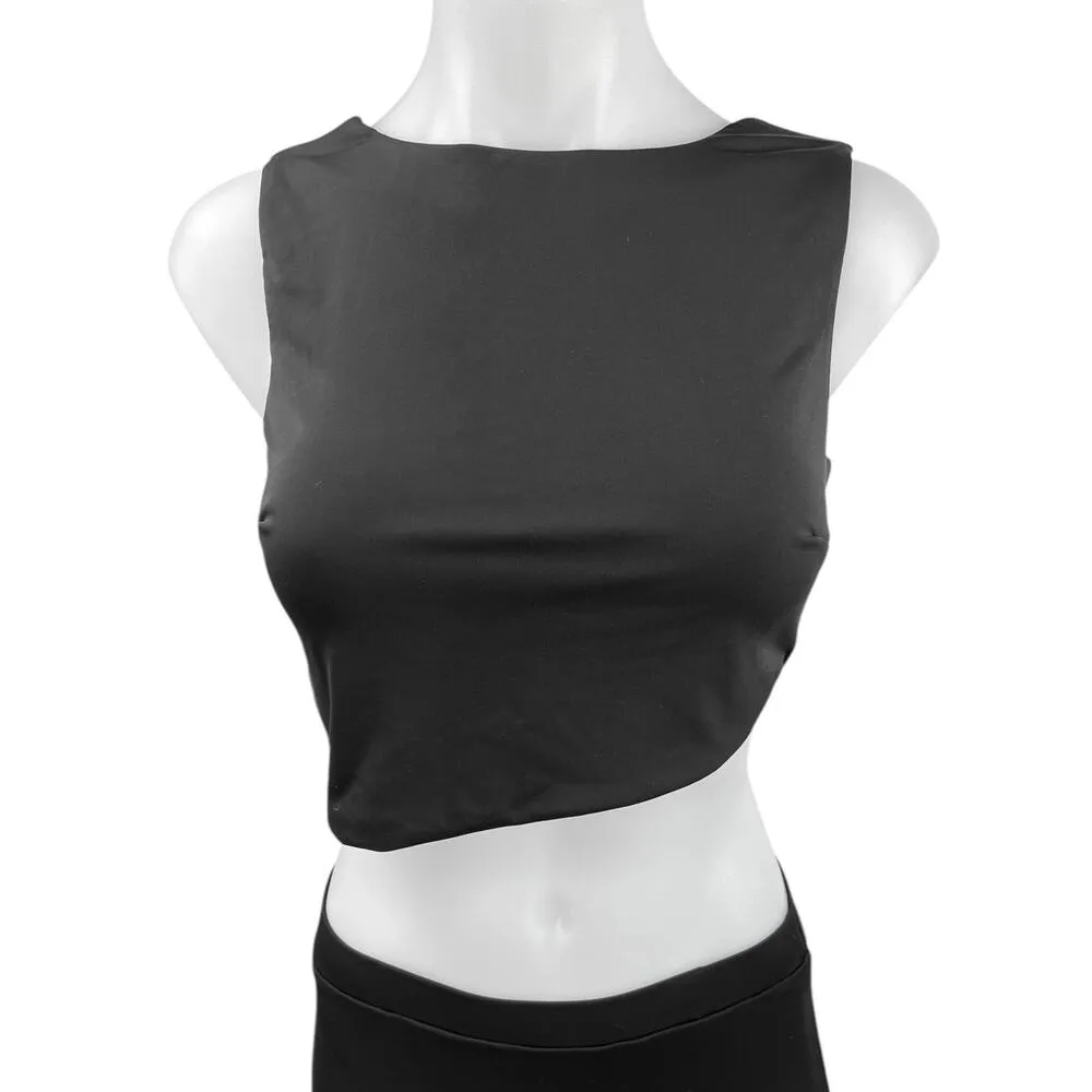 Julianne Bartolotta Black Side Slit Crop Tank Top Midi 2 Piece Skirt Set Size S - Image 10