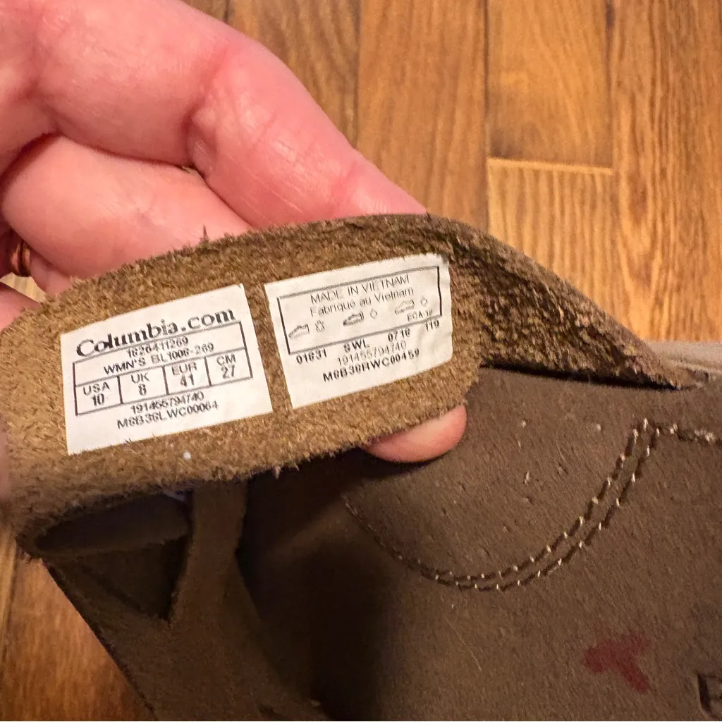 Columbia Women’s Leather Beaded Slide SlipOn Sandals Brown Blue Geometric Sz 10 - Image 2