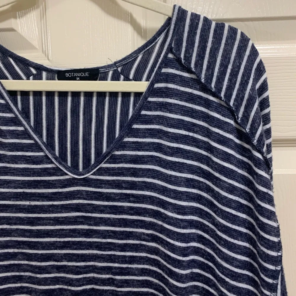 Botanique vneck shirt 3/4 length sleeves Navy and white stripes size 3X - Image 4