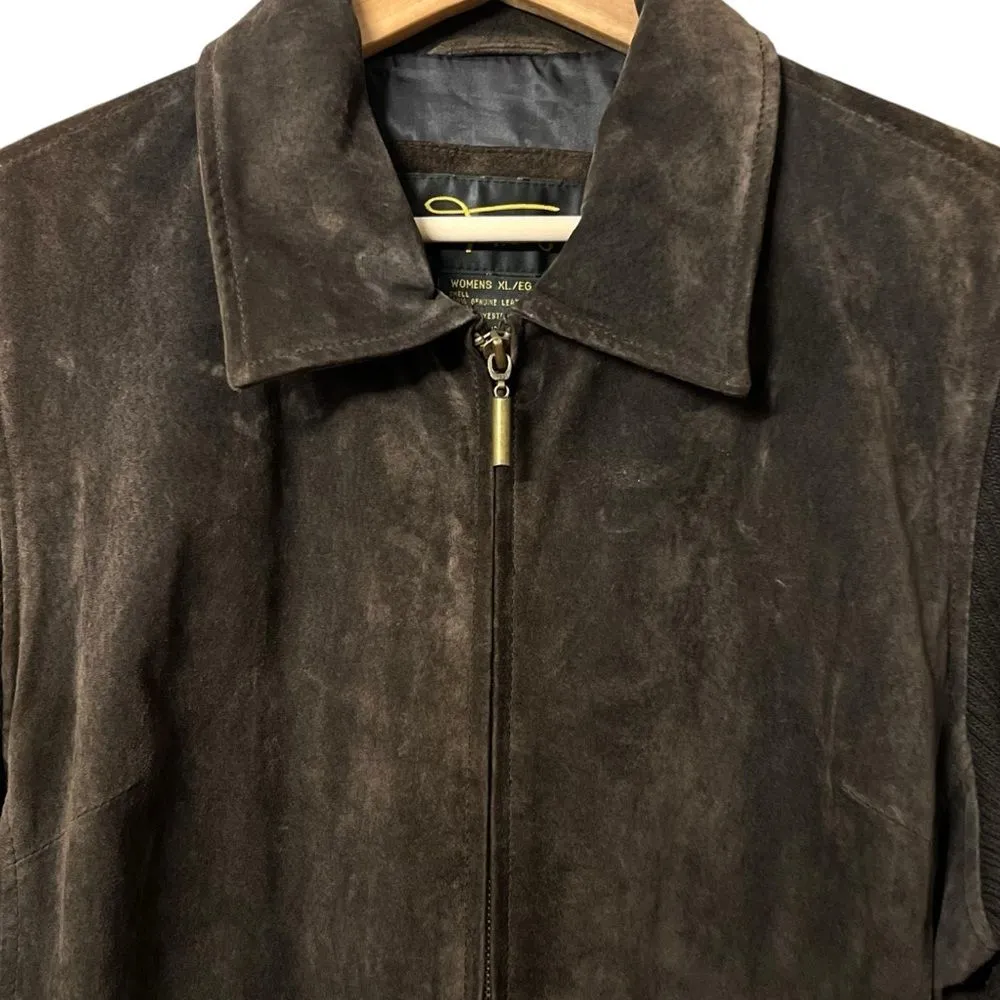 Fabio Womens Chocolate Brown Suede Knit Sleeve Size XL Capsule Neutral Classic - Image 2