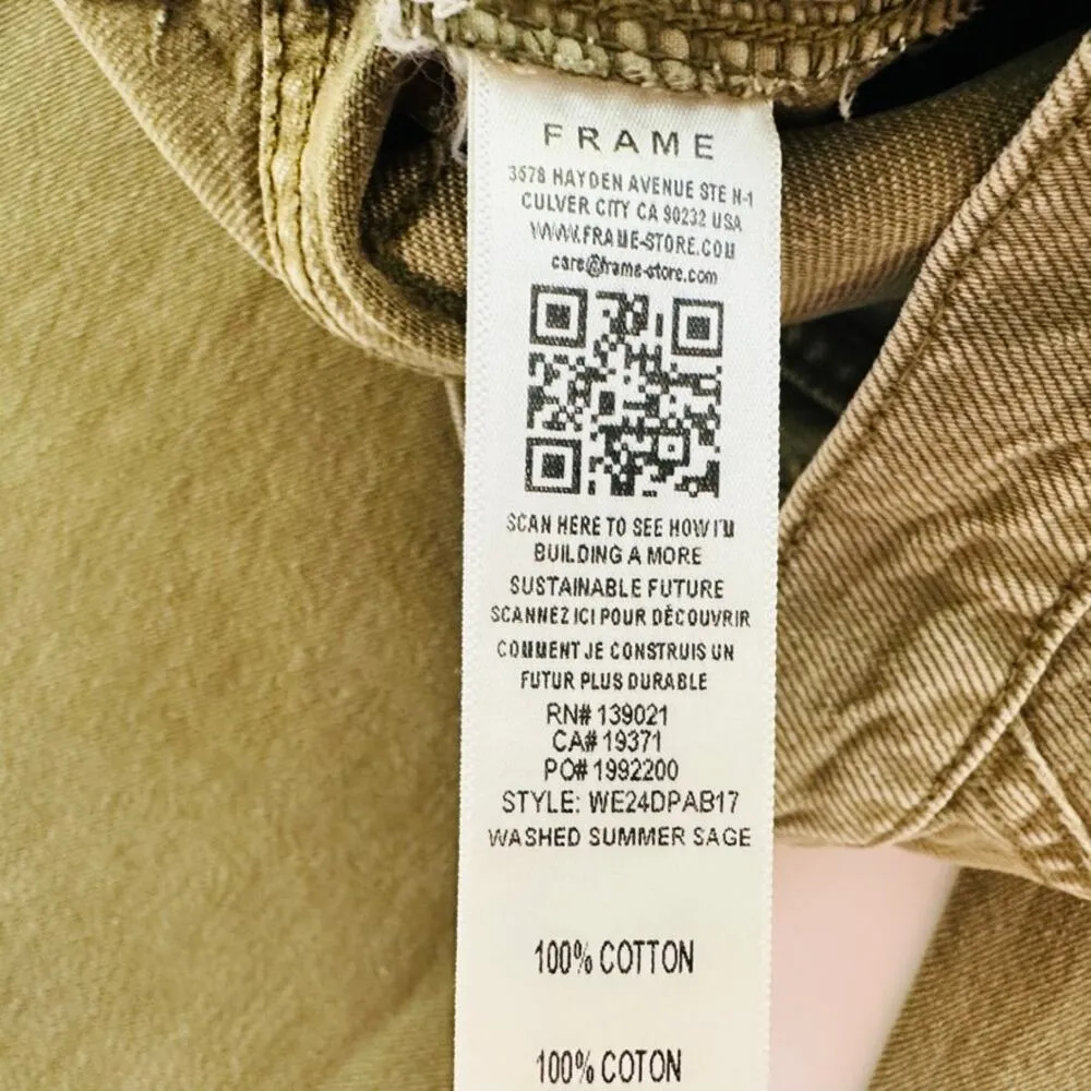 FRAME Denim 90s Utility Loose Jeans Washed Summer Sage Green Size 24 - Image 7