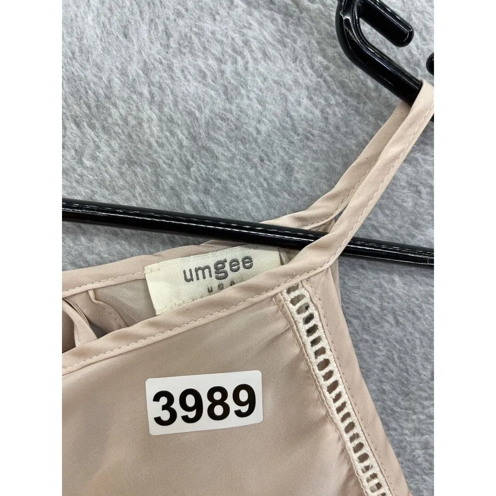 Umgee Women's Blouse Sleeveless Solid Pink Size Small Ruffle Hem Lace Trim - Image 5