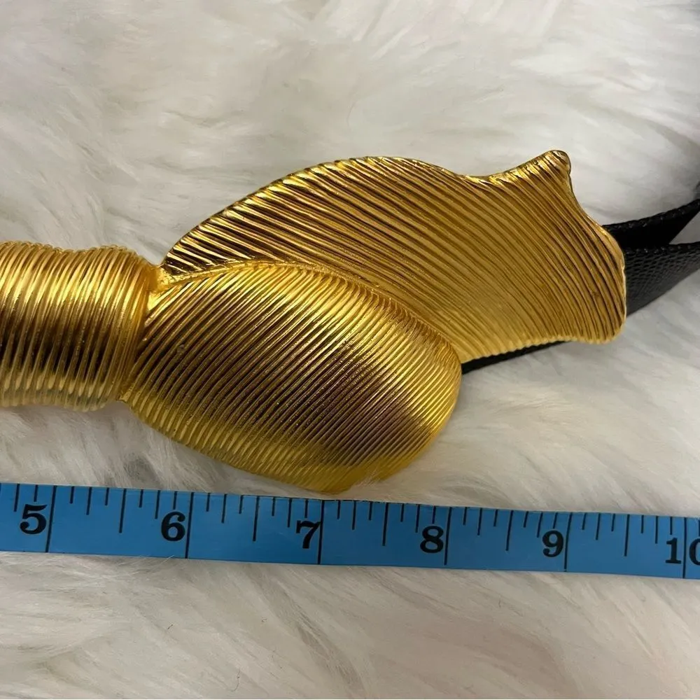 Margarita Barrera Vintage Signed Gold Bow Buckle Belt OS - Image 5