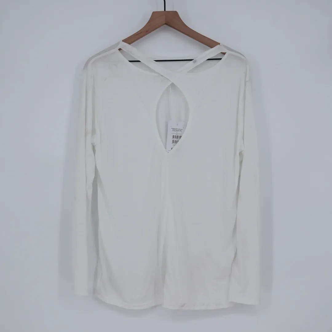 Gymshark Super Soft Cut Out Long Sleeve Top White Athletic Fitness Activewear - Image 10