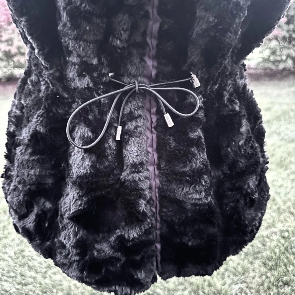 GIACCA Reversible Winter Vest Quilted Dark Purple Black Faux Fur Size S - Image 14