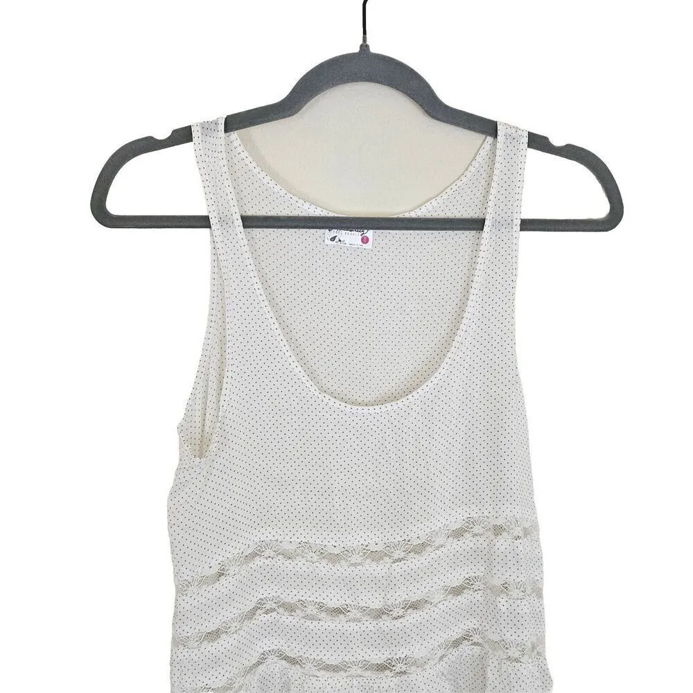 Free People Voile & Lace Trapeze Slip Polka Dot Dress White XS Boho Mini - Image 4