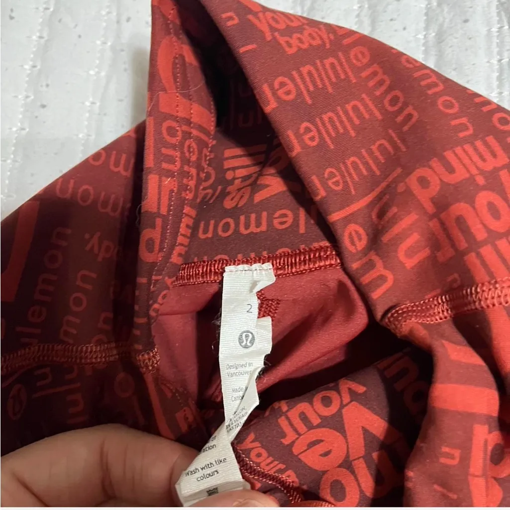 Lululemon Athletica Red Textured Leggings - Image 2