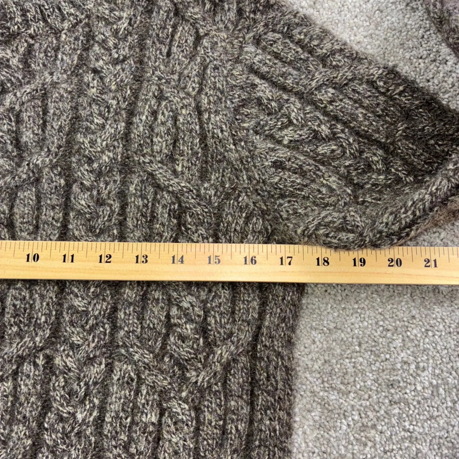 VTG GAP 03 Cable Knit Size M Sweater Lambswool Brown Marled Casual Chunky Casual - Image 6