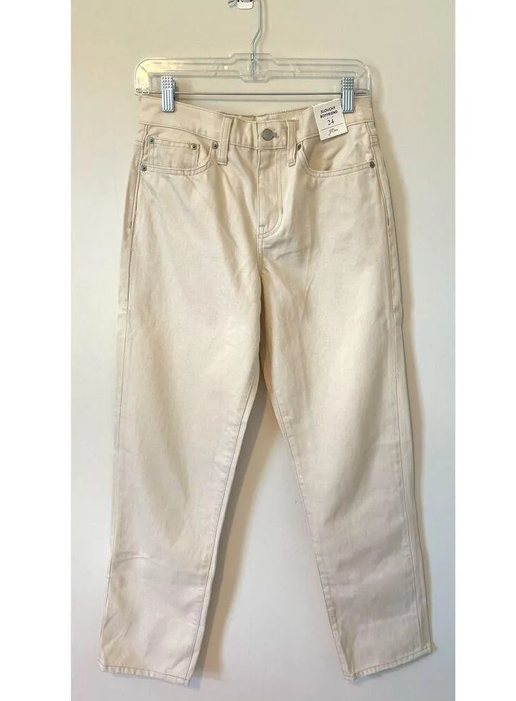 J. Crew High Rise Slouchy Boyfriend Denim Jeans Bone Cream Size 24 NEW - Image 2