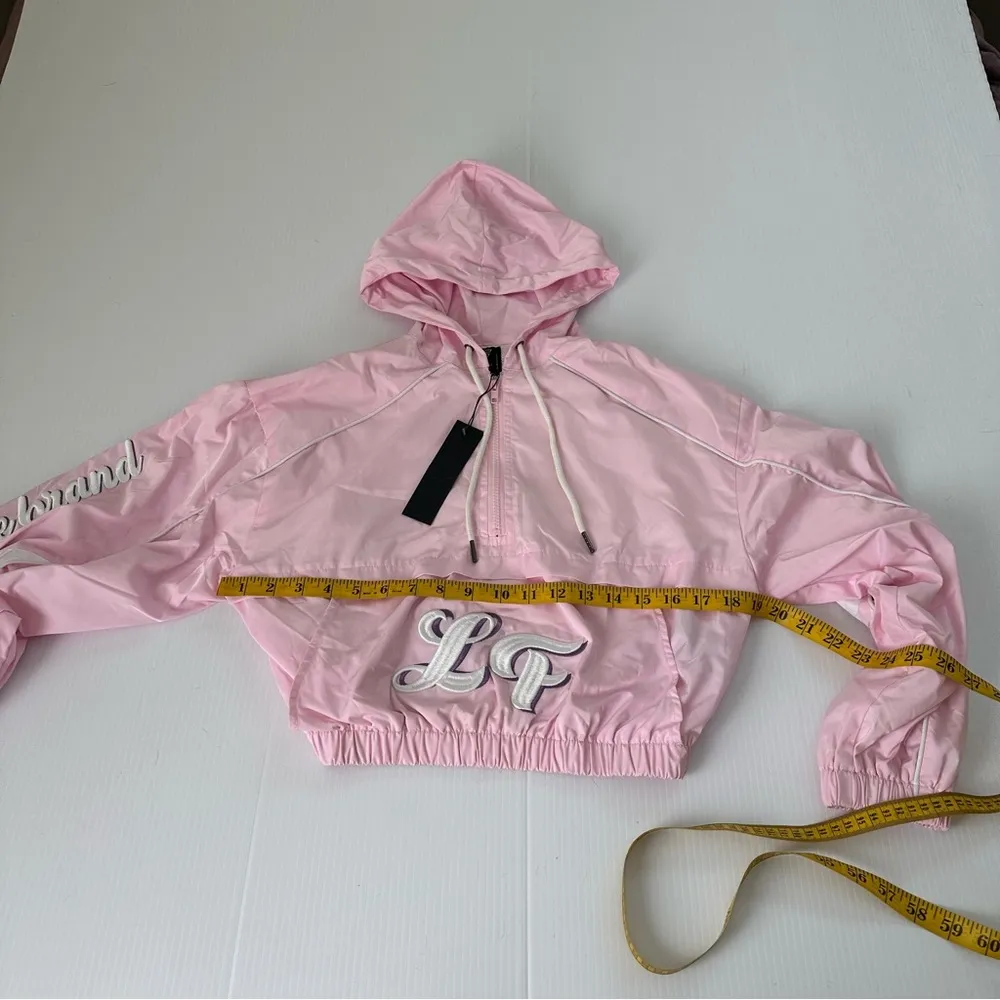 LF The Brand NWT Pink  Cropped Windbreaker Hoodie, S - Image 9