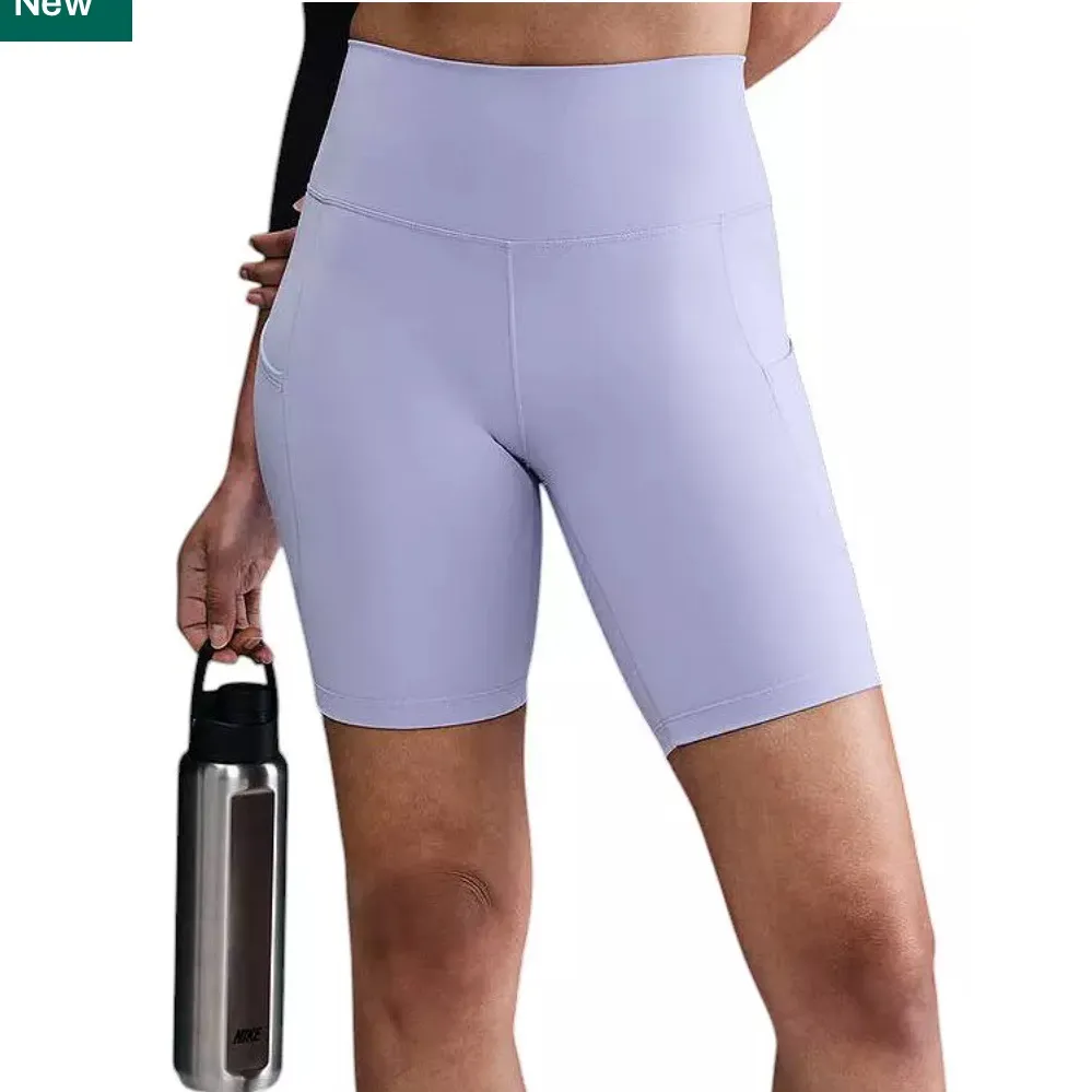 Nike One Dri Fit Purple High Waisted Biker Shorts w Pockets Size S - Image 2