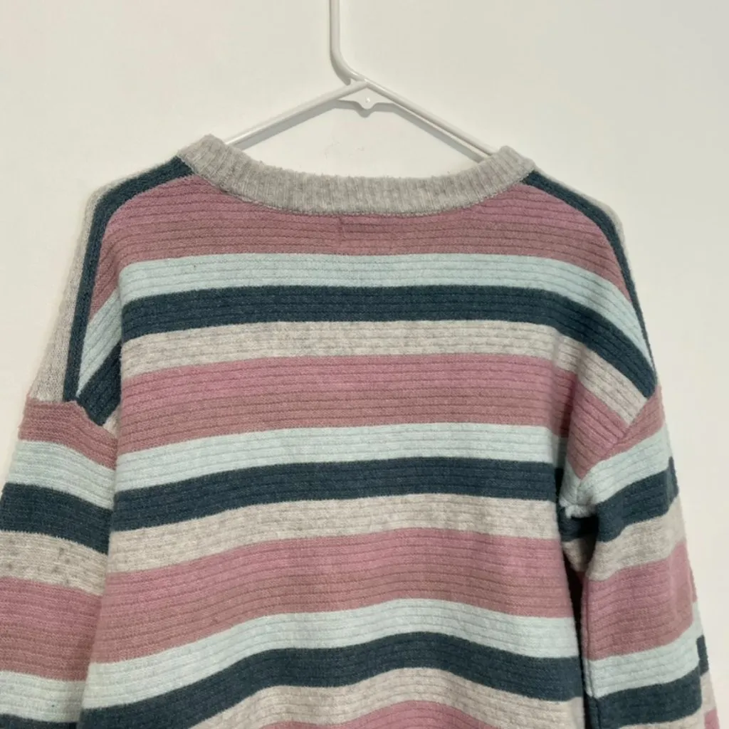 PINQUE STITCH FIX STITCHFIX Gray Mauve Pink Blue Striped Cropped Crop Sweater M Size M - Image 12