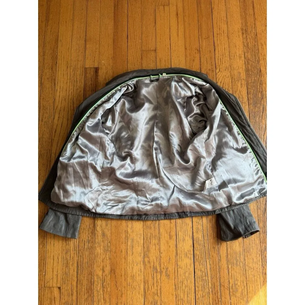 Doma Leather Jacket Genuine Lamb Leather Gray Moto Biker Womens Large - Image 14