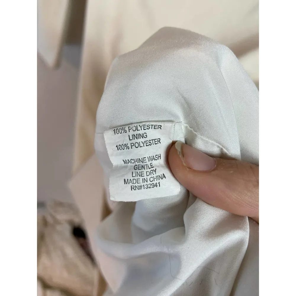 Amanda Uprichard Lantern Sleeve Dress S Cream Sheath 3/4 Sleeve Crew Neck Lined - Image 3