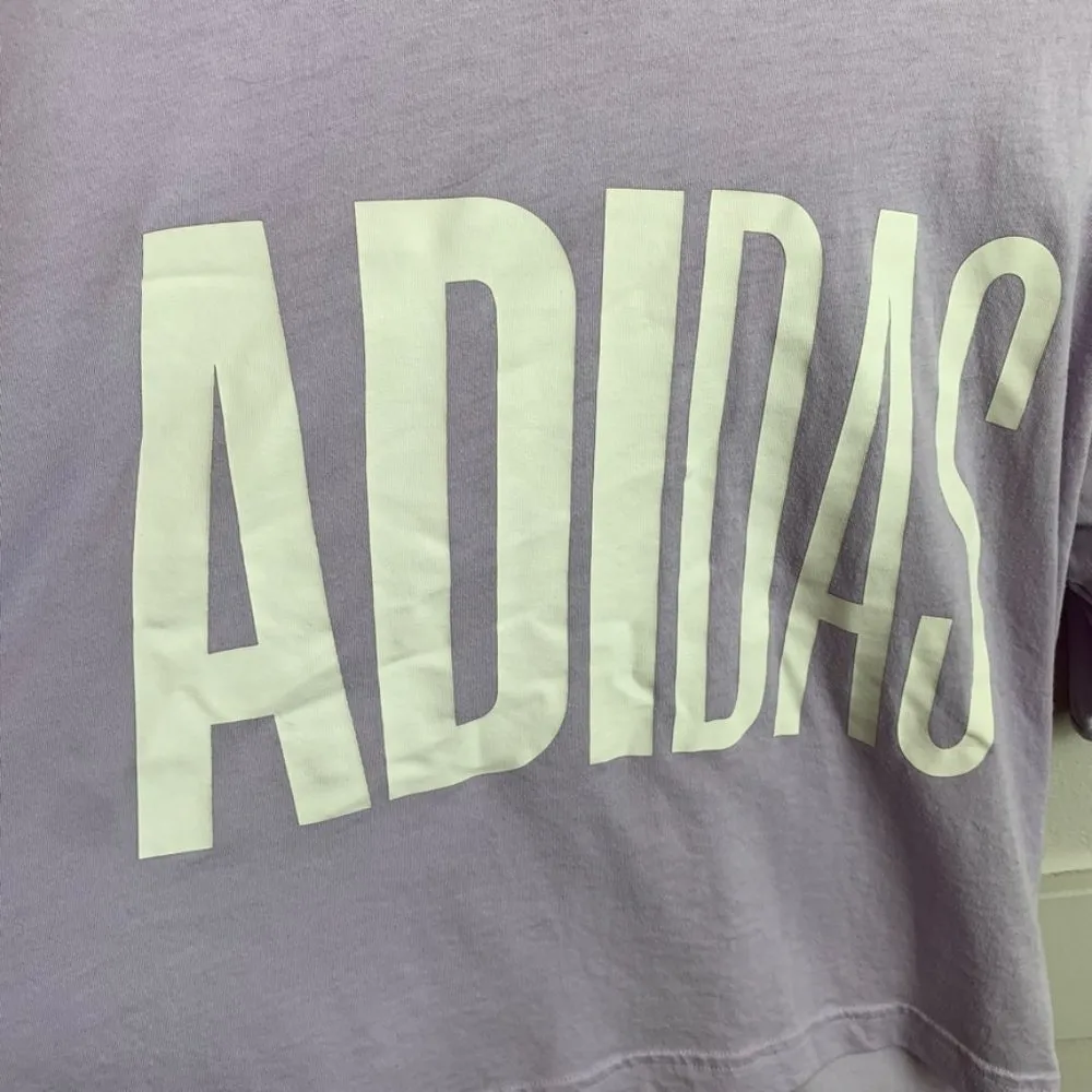 Adidas Light Purple Logo Cropped Short Sleeve Shirt - Image 5