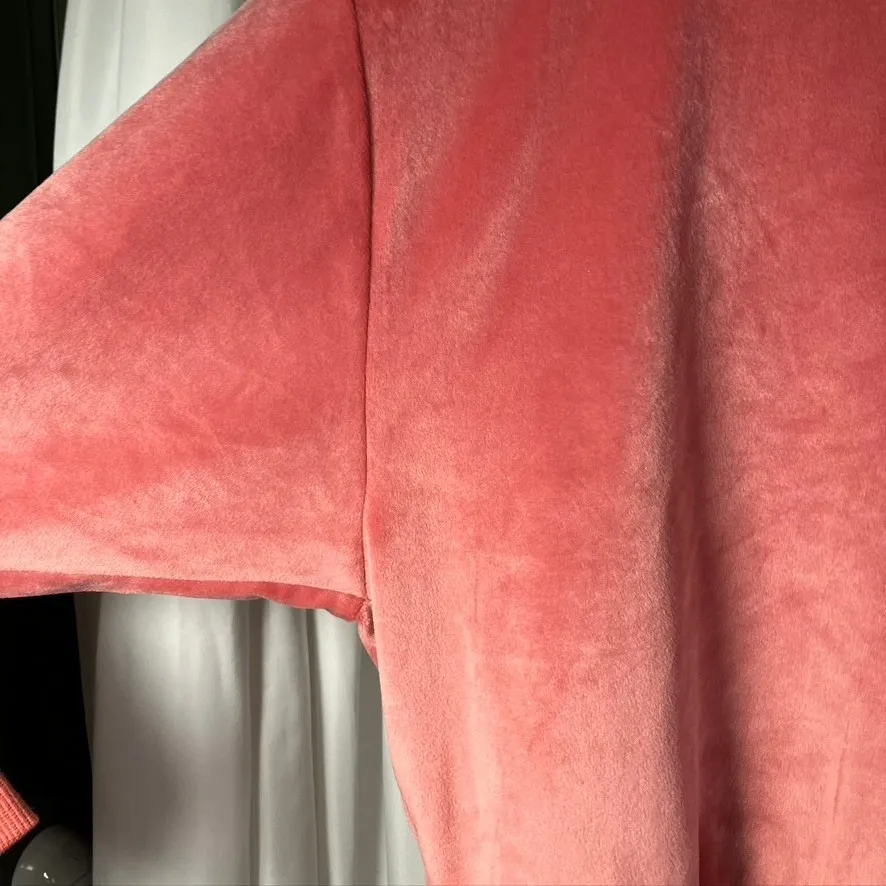 Adidas Women's Size S Sweatshirt Wonder Red Velour Mock Neck Cropped Top New‎ - Image 6