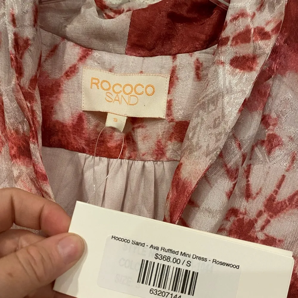 NWT Rococo Sand Ava Ruffled Mini Dress in Rosewood Size Small Pink - Image 3