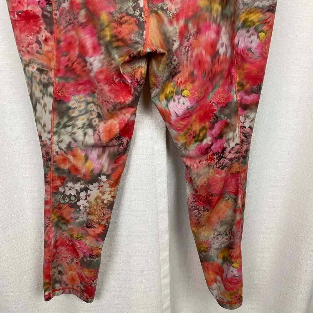 Athleta Pink Floral Renewed Bloom Salutation Stash Pocket 7/8 Leggings Sz.L - Image 15