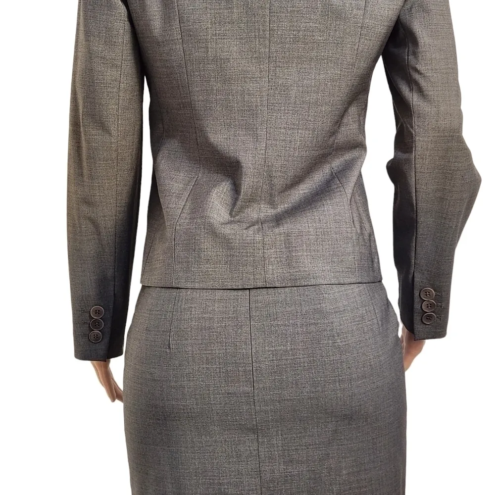 TALBOTS Wool Blend Stretch Skirt 2 Piece Work Suit Hidden Buttons Size: 4 - Image 7