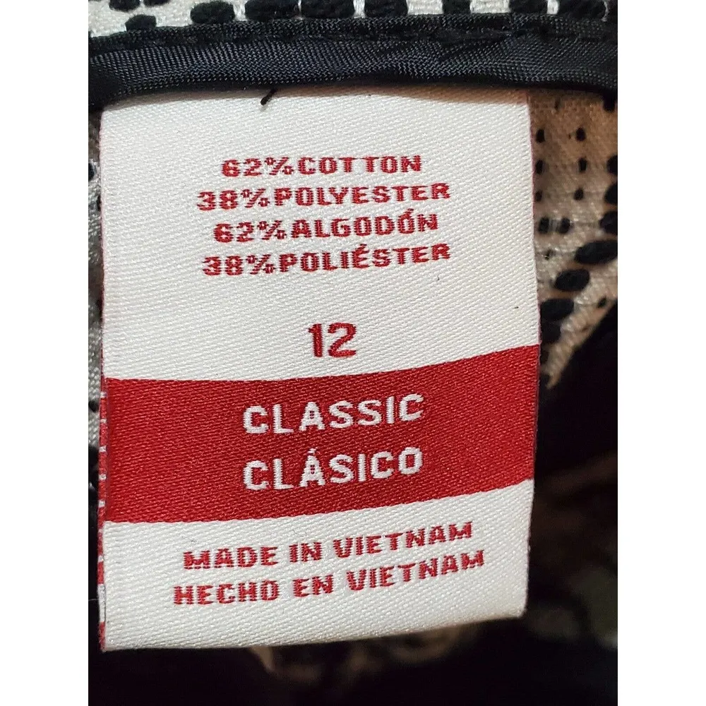 Merona Women's Black & White Cotton Mid Rise Classic Ankle Casual Pant Size 12 - Image 8