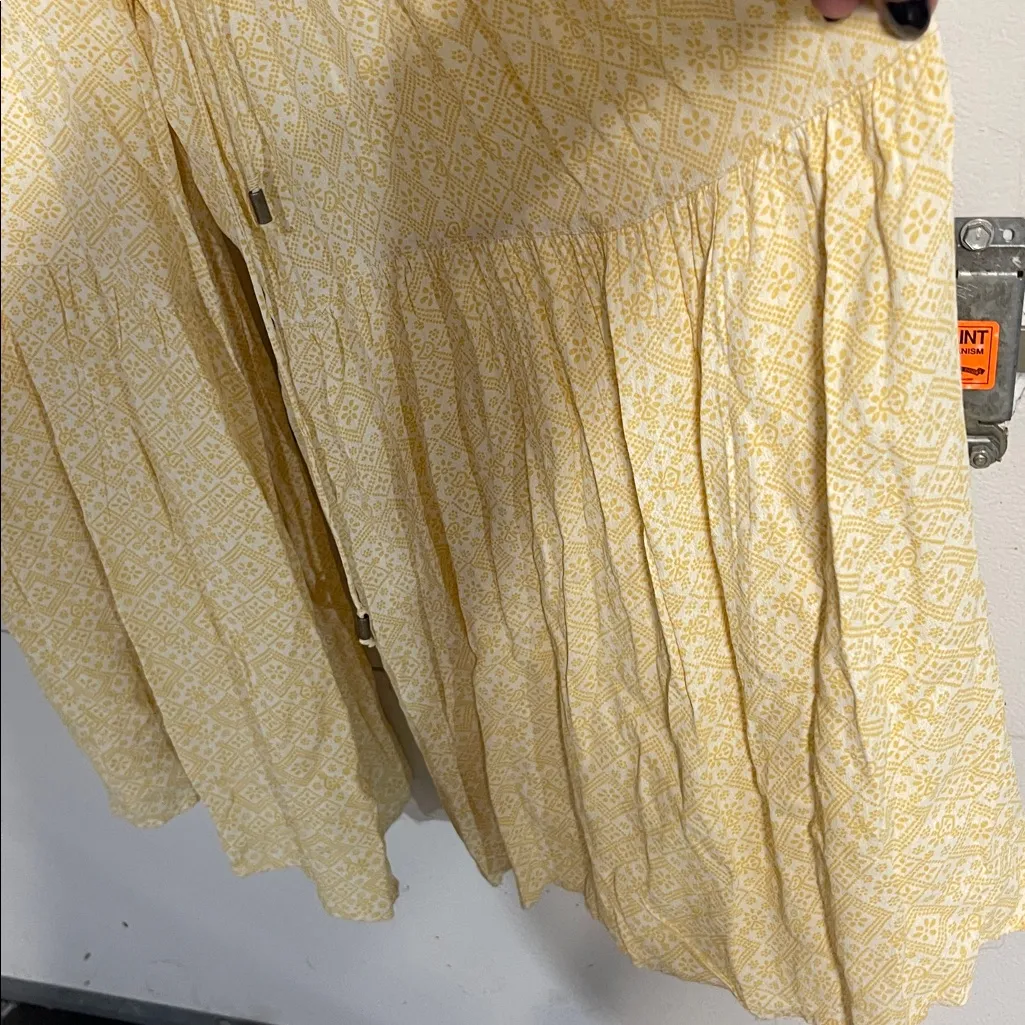 FREE PEOPLE LITTLE OF YOUR LOVE YELLOW WIDE LEG SMOCKED JUMPSUIT MEDIUM - Image 5