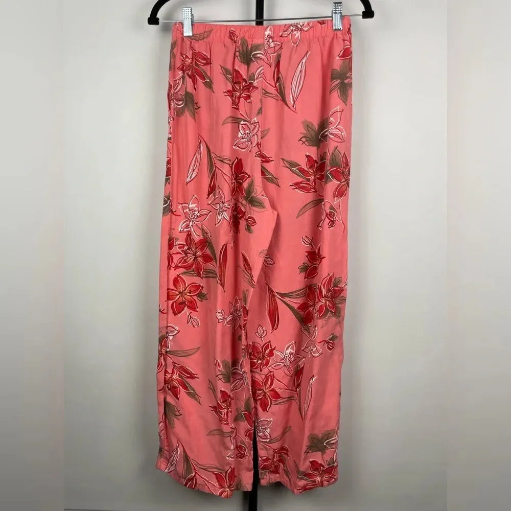 TSD Two Star‎ Dog Pink Painted Floral Elastic Waist Tencel Linen Blend Pants Size XS - Image 6
