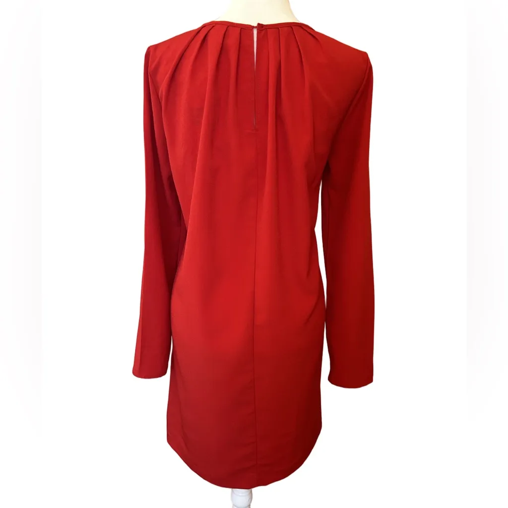H&M red simple minimalist chic long sleeve Christmas party church dress NWT 2 - Image 3