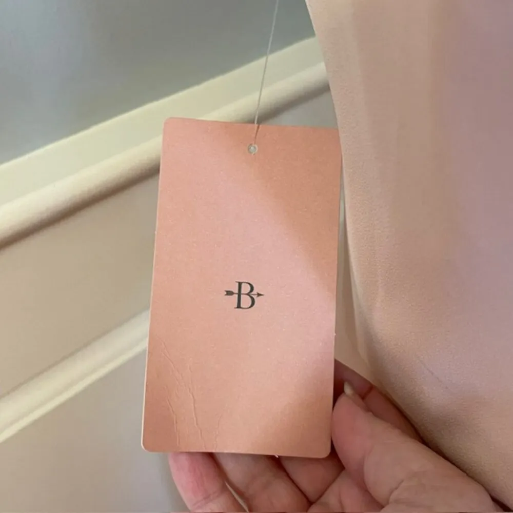 BHLDN Chloe One-Shoulder Side-Slit Georgette Bridesmaid Gown Rose NWT 10 - Image 4