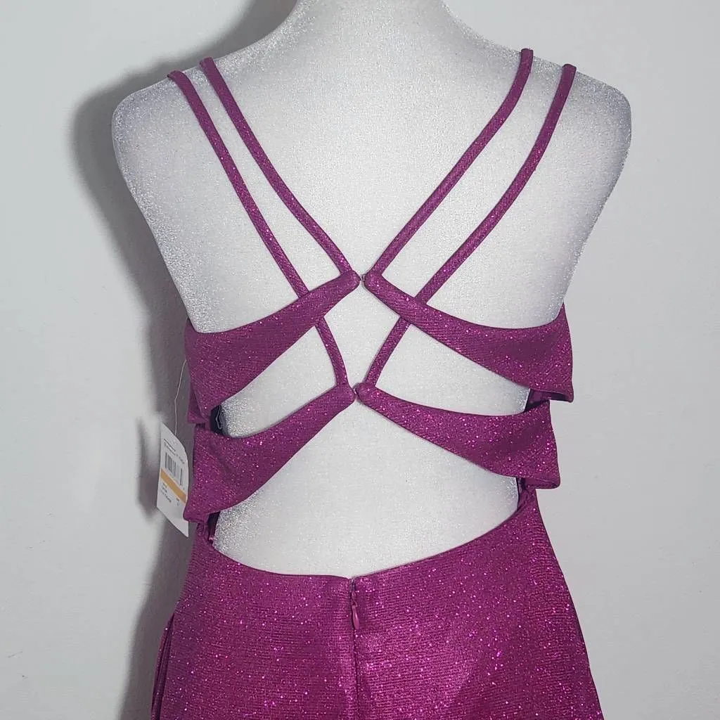 Morgan & Company Fuchsia Prom Dress with Strappy Back NWT Size 3 Magenta Prom Pink - Image 6