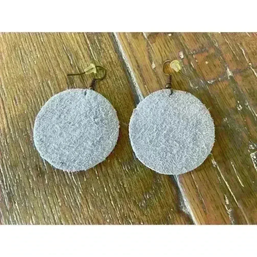 Boutique Basketball Leather Circle Earrings - Image 3