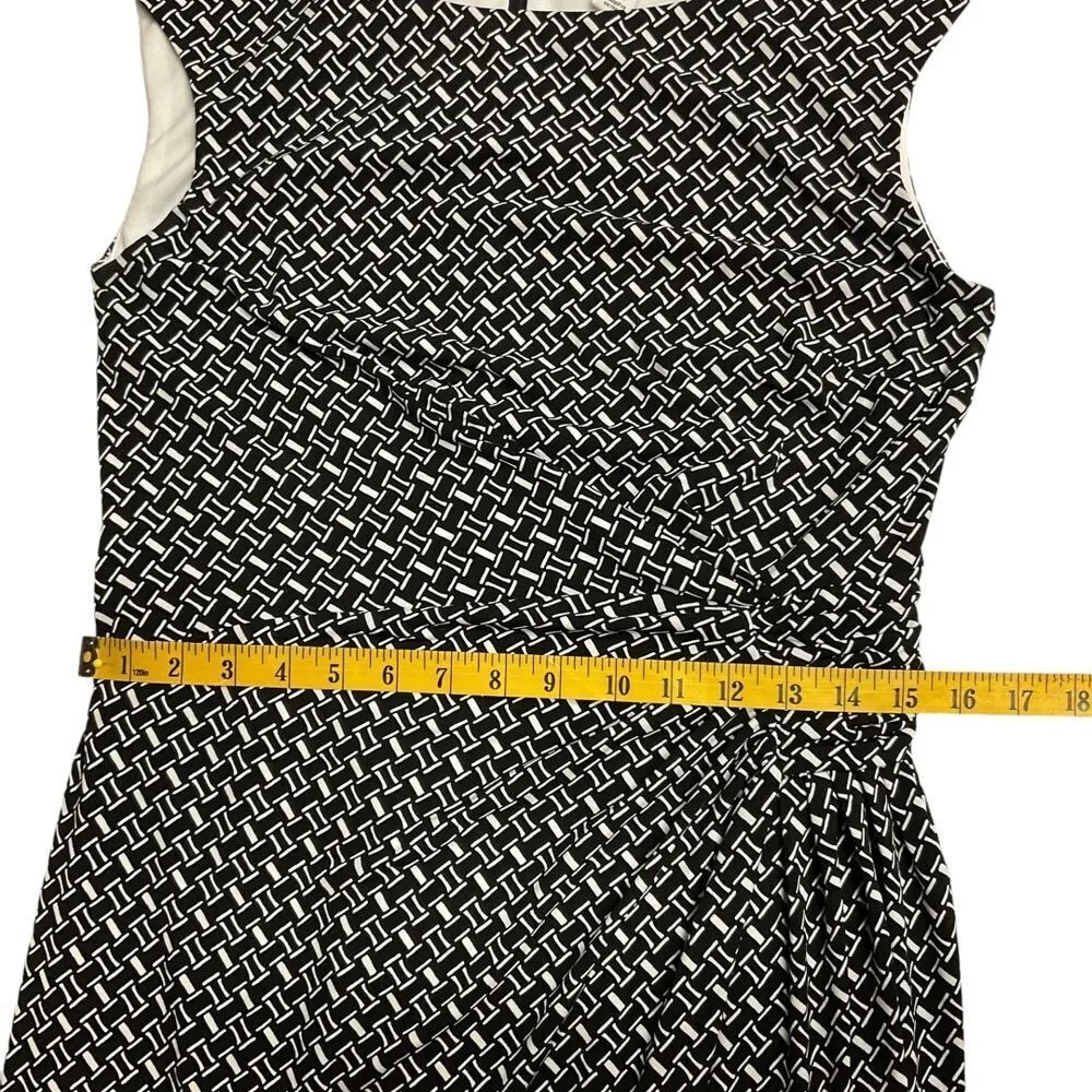 White House Black Market Women's Geometric Shirred Waist Sheath Dress Formal SzL - Image 7