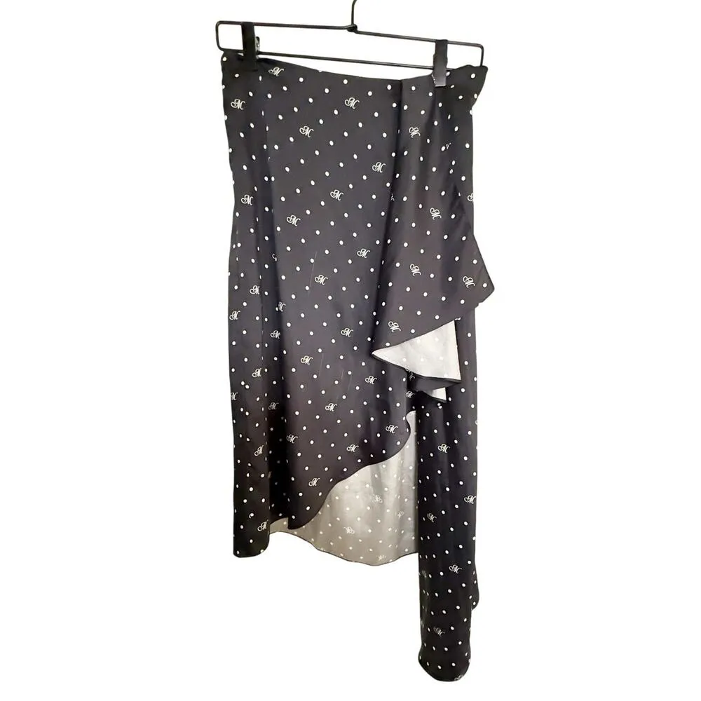 Monse M Dot Cascade Slip Skirt Silk Lined Asymmetrical Black Size 2 NEW - Image 2