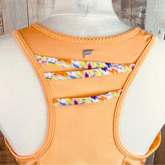 Fabletics Orange Racerback Athletic Compression Sport Crop Top - Image 2