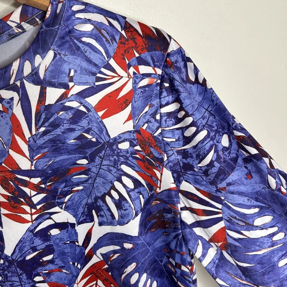 Silver Bait Fishing Gear performance tee Blue red white floral pattern Size L Size L - Image 5