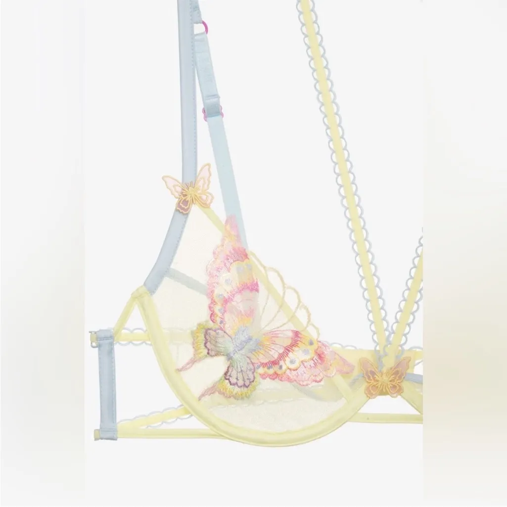 For Love and Lemons Pastel Papillon Butterflies
Underwire mesh bra 38DD, NWT - Image 4