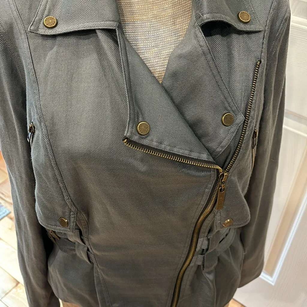 Walter Baker grey fully lined silk/twill moto style jacket - Image 3