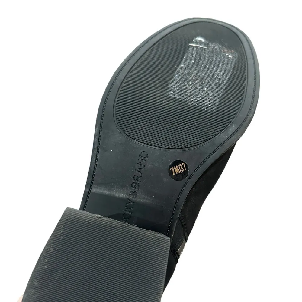 Lucky Brand Kalie Black suede Studded Boho Zip Up Leather Moto Biker Ankle Boots - Image 5