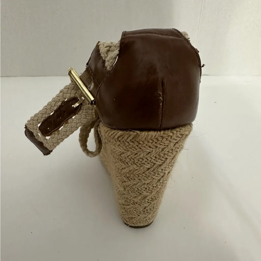 Brash Crochet Strap Espadrille Wedge Sandals Platform Neutral Y2K Size 8 - Image 7