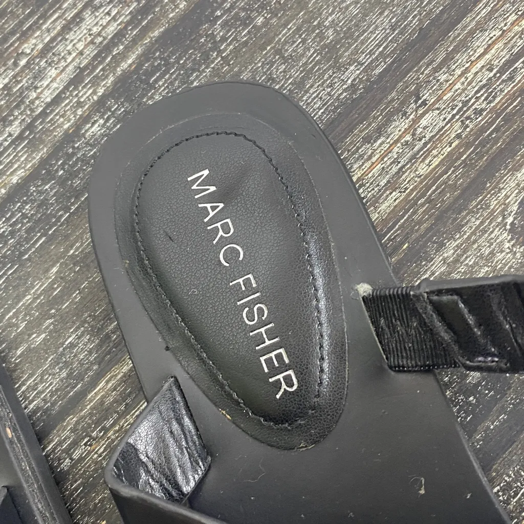 Marc Fisher Black & Silver Strappy Flat Sandal Shoes 9.5 - Image 8