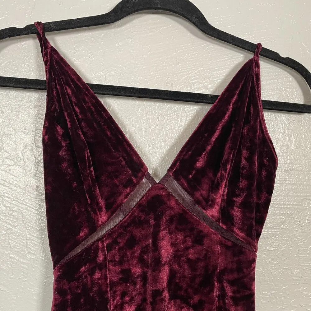 Intimately Free People Women XS Maroon Red Low Key Crushing Velvet Maxi Dress - Image 5