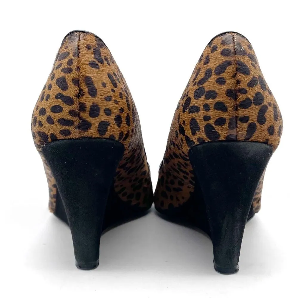 Ava & Aiden Leopard Print Calf Hair Pointed Toe Wedge Heels Black & Tan Size 9.5 - Image 10