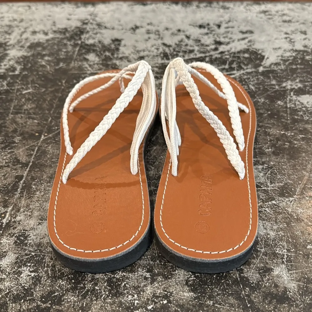 Capana White Crochet Flip Flops Size 12 NWOT - Image 3