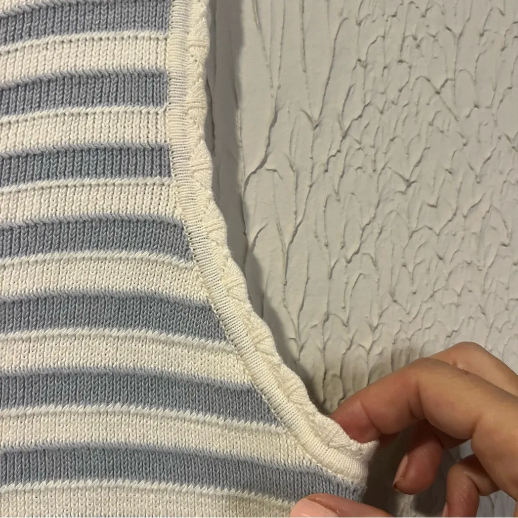 Rylee + Cru Blue and White Striped 100% Cotton Knit dress size medium - Image 6