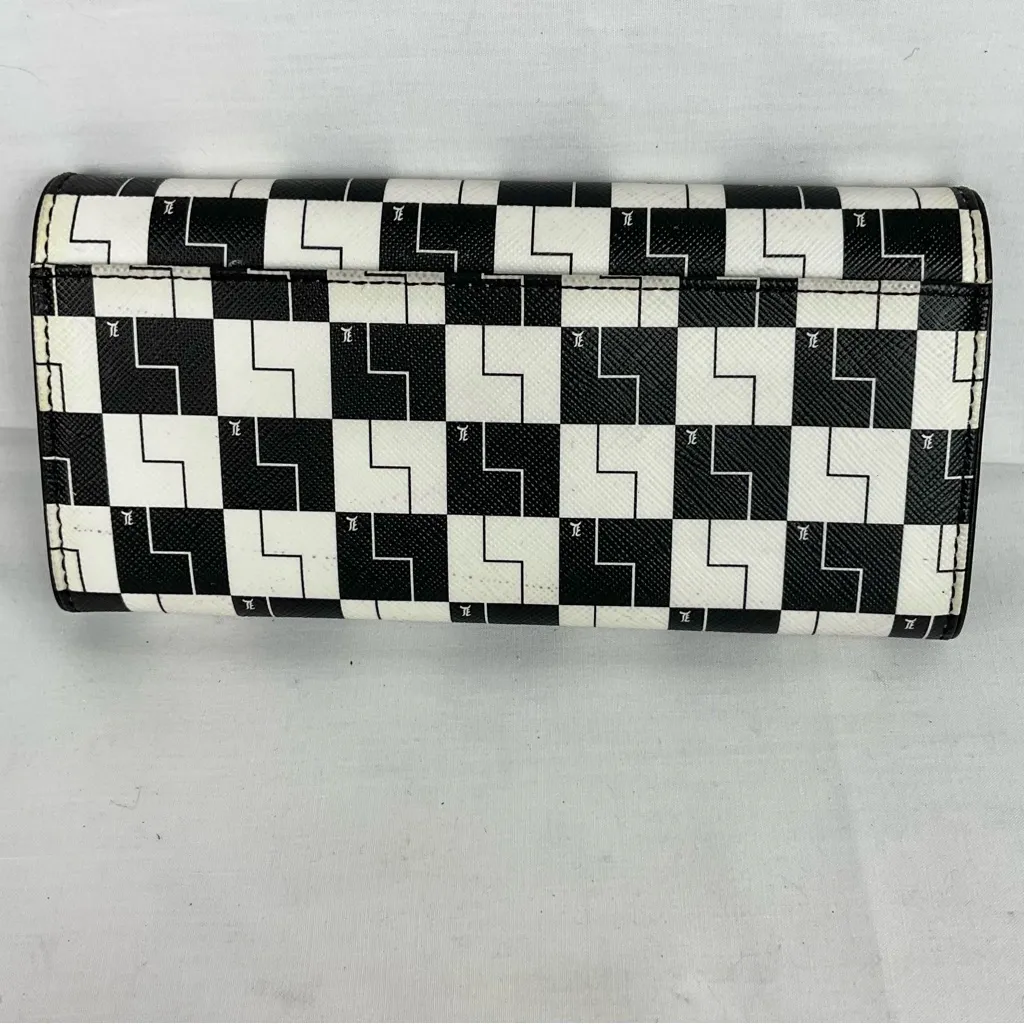 LAMB Black & White Checkerboard Wallet Y2K Signature Zip Around vintage - Image 9