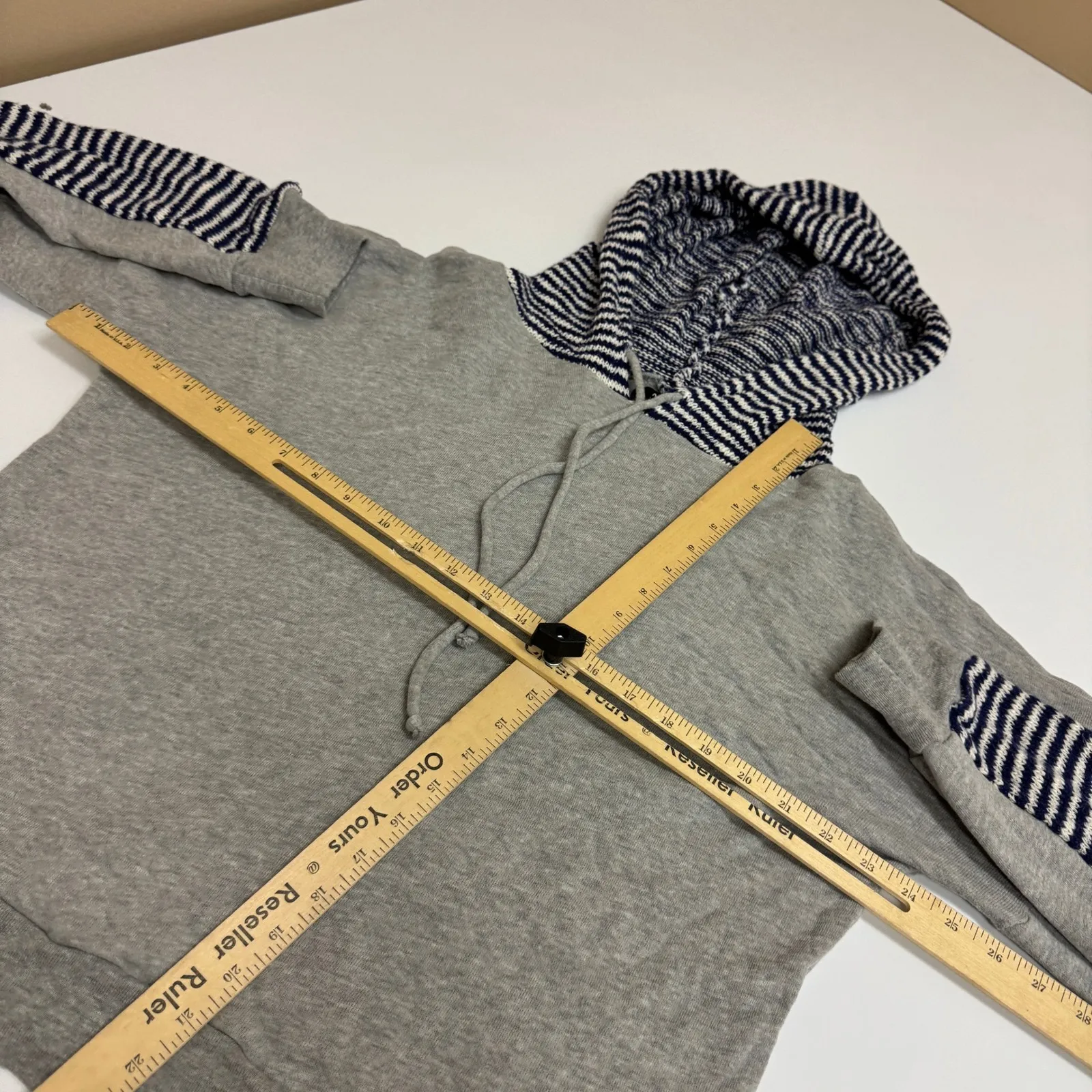 Michael Lauren Hoodie Womens Small Grey Knit Sweater Striped Pullover - Image 6