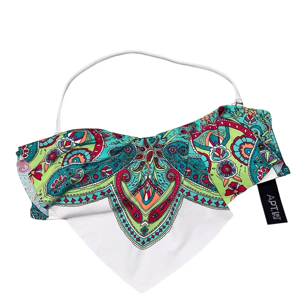 NEW APT. 9 Floral Flounce Bandeau Bikini Swim Top size Large - Image 6