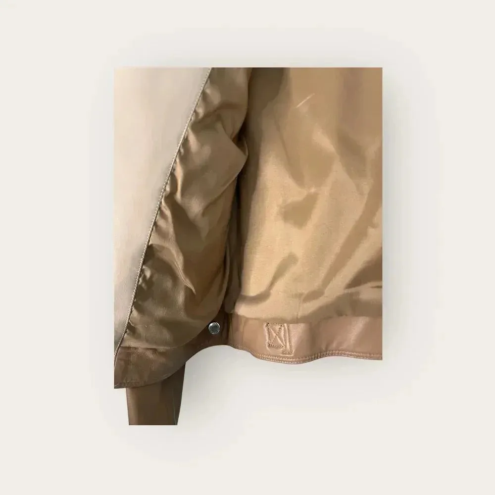 Belstaff Camel Leather Moto Jacket with Silver Hardware Asymmetrical zip size 40 Brown - Image 6