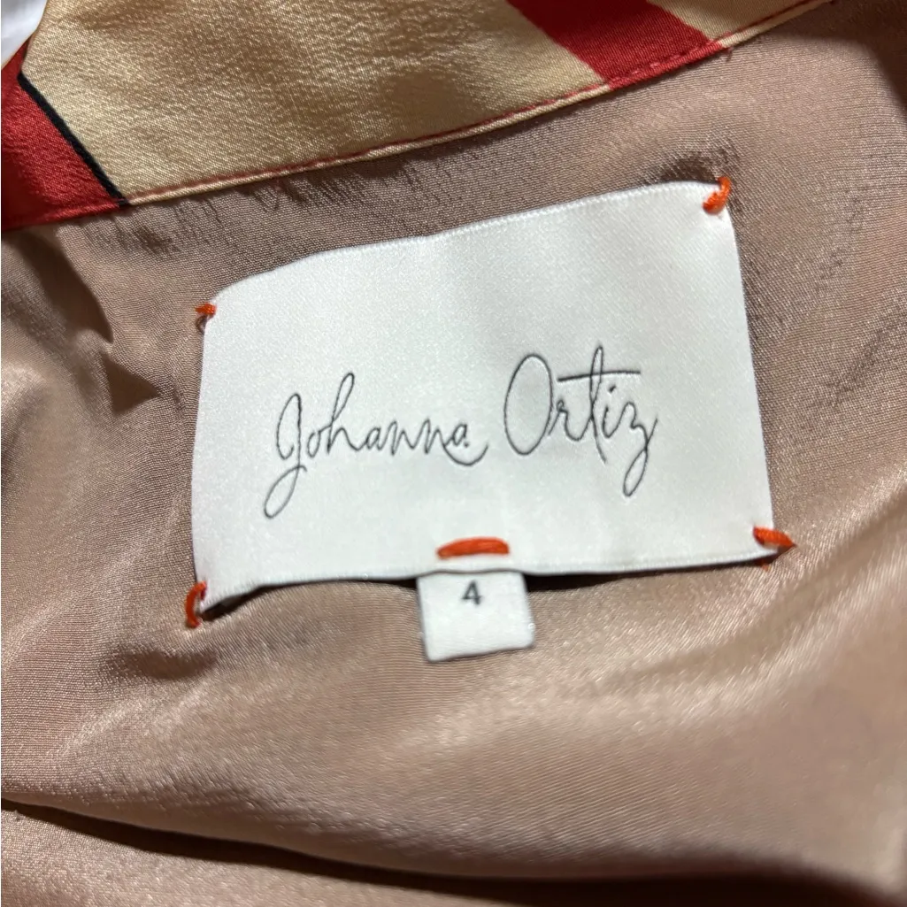 NWOT Johanna Ortiz Beige and Red silk Dress Size 4 - Image 9