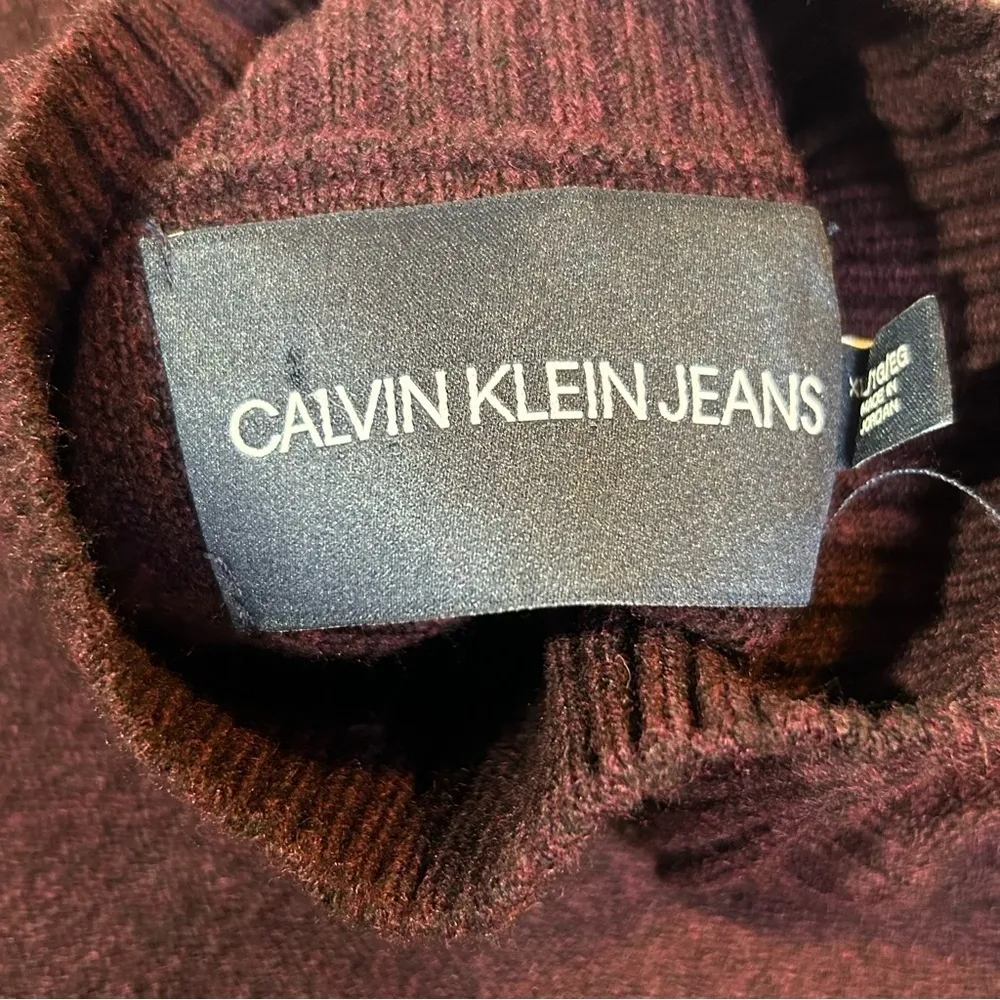 Calvin Klein Jeans Turtleneck Acrylic Blend Sweater Burgundy Size XL - Image 10