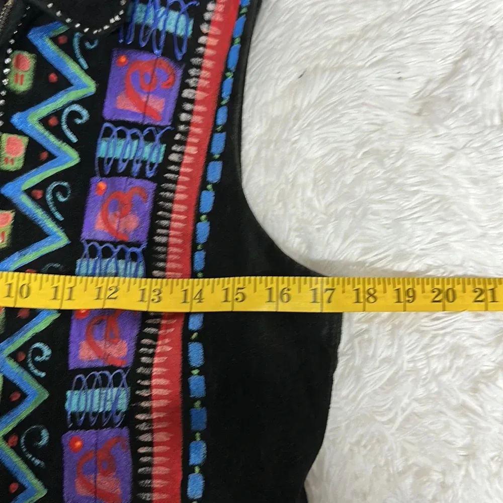 Vintage Handpainted Leather Vest Sz S Purple - Image 7